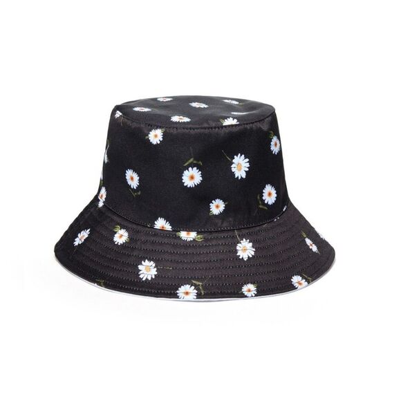 Alice + Olivia Daisy Print & Solid White Reversible Bucket Hat - Picture 3 of 12